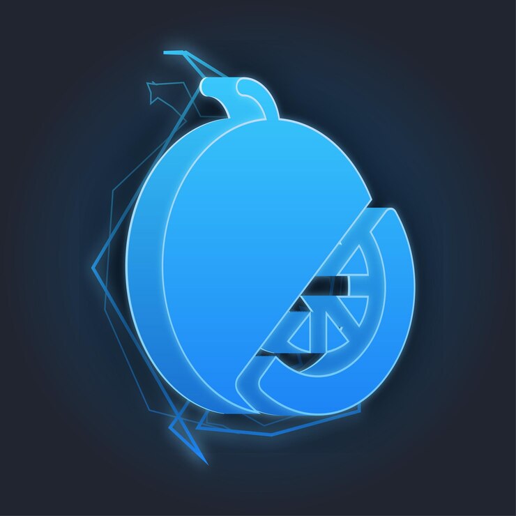 Vector blue lighting thunder effect lemon icon with dark background