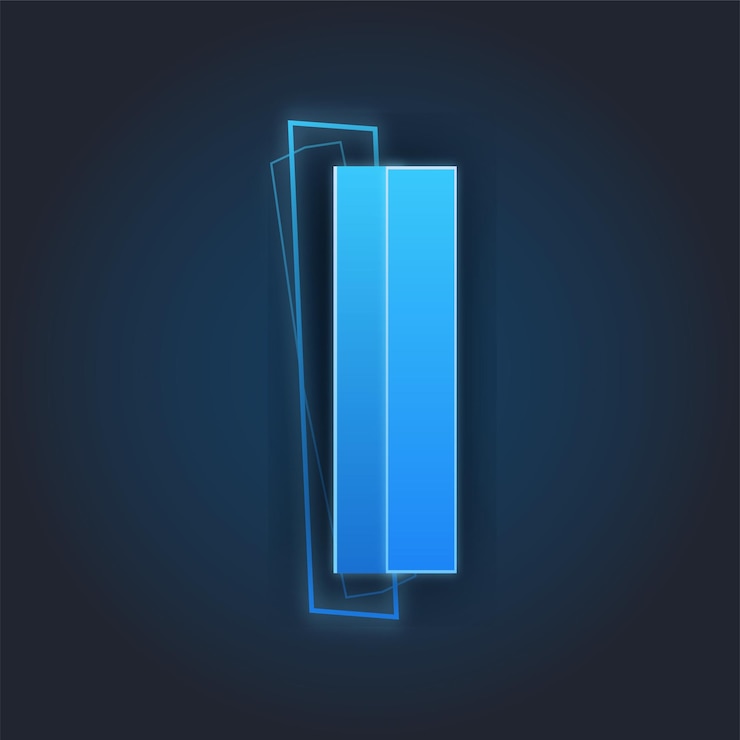Vector blue lighting thunder effect letter i icon with dark background