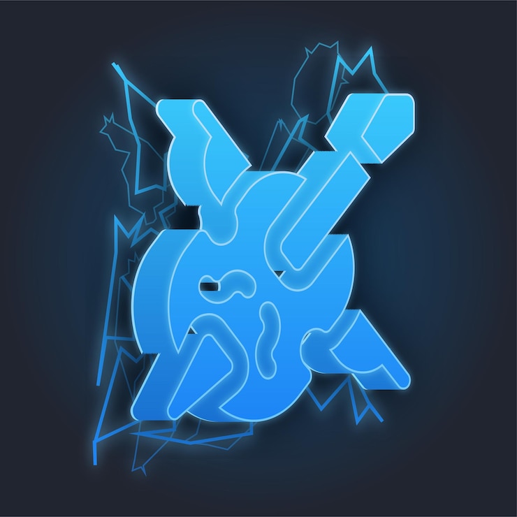 Vector blue lighting thunder effect violin icon with dark background