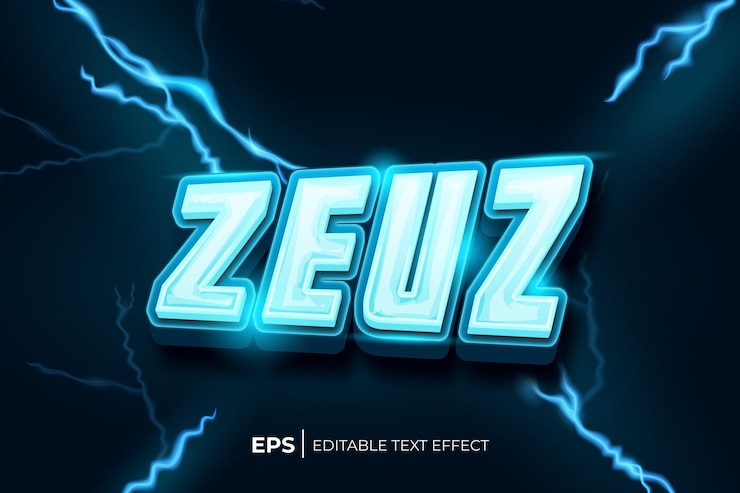 Vector a blue lightning effect with the word zeuz on it