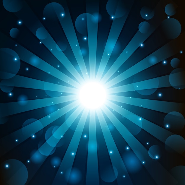 Vector blue lights with lens flare background