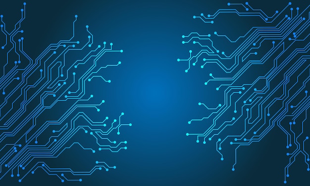 Blue line circuit computer technology futuristic background design creative vector