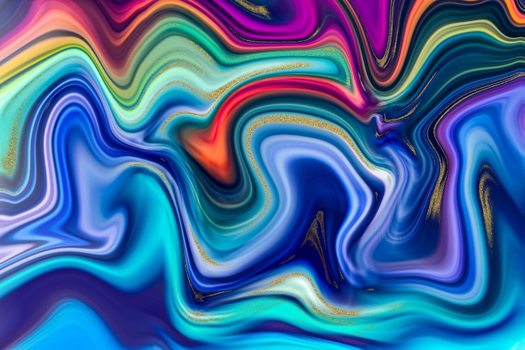 Vector blue liquid marbling paint texture background fluid painting