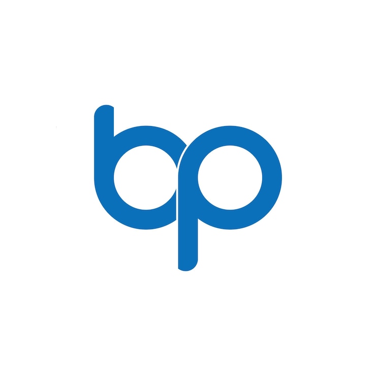 Vector a blue logo for bp with a large blue circle.