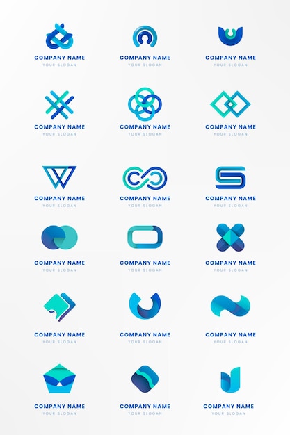 Векторный набор синего логотипа