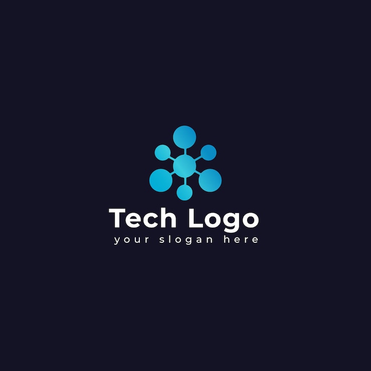 Вектор синий логотип с надписью tech logo.