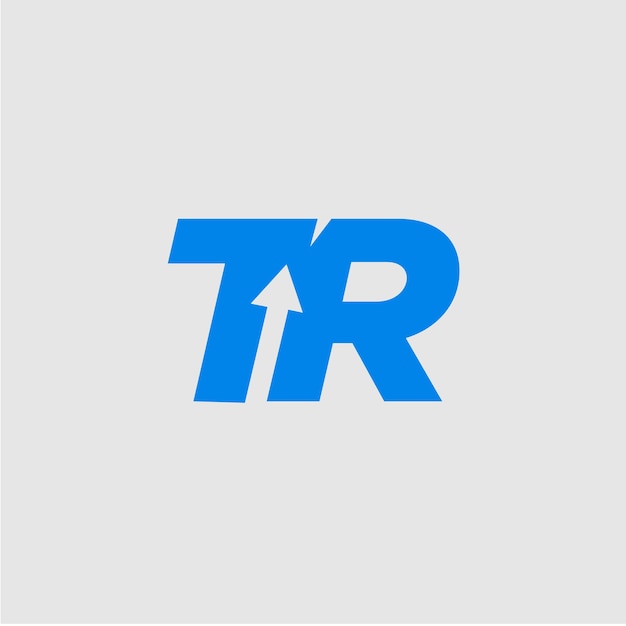 Vector a blue logo with the letters tr and arrow