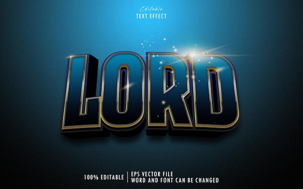 Vector blue lord 3d editable text effect