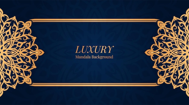 Blue luxury background with mandala ornament