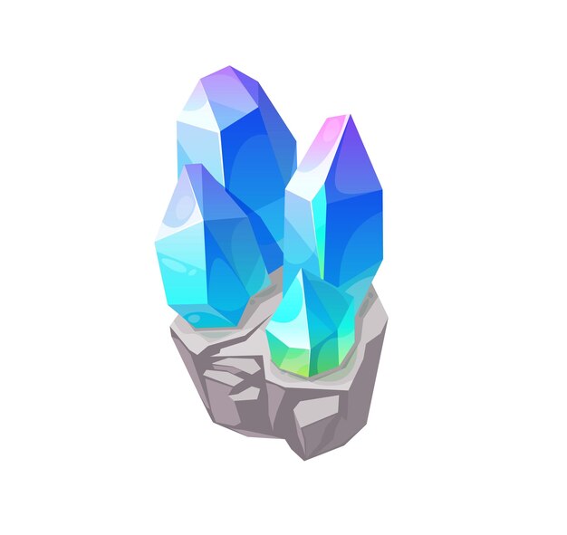 Vector blue magic crystal gem vector jewel rock mineral