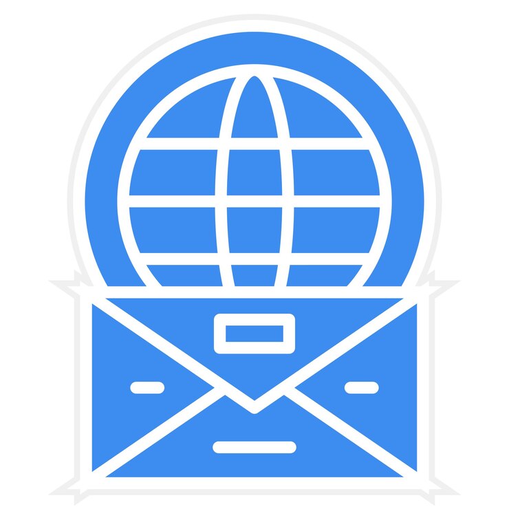 Vector a blue mailbox with a window and a globe on it