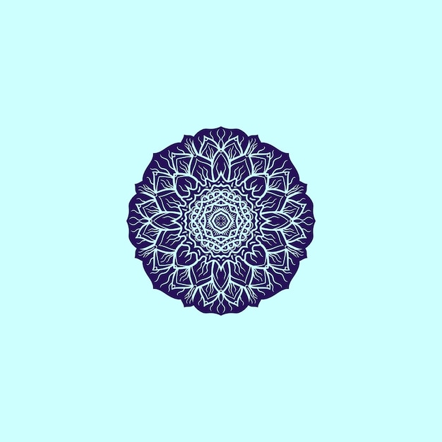 Blue mandala artwork vector template with sky background