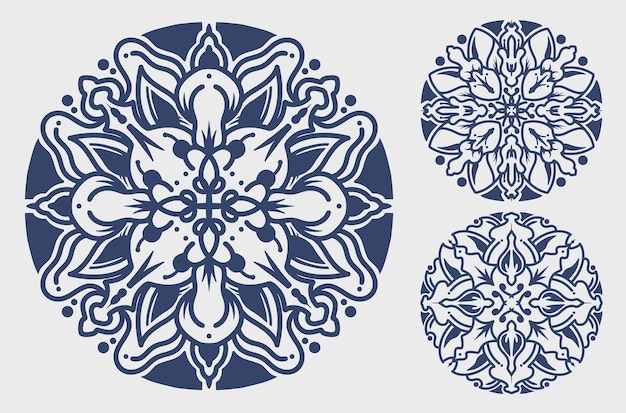 Blue Mandalas Vector Set