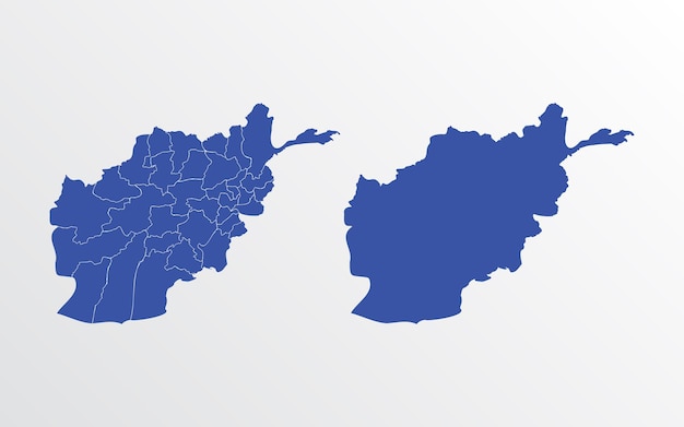 Vector blue map of afghanistan with regions