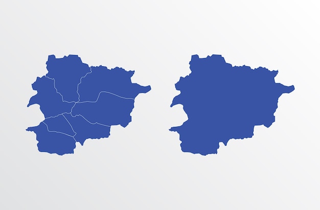 Blue Map of Andorra with regions