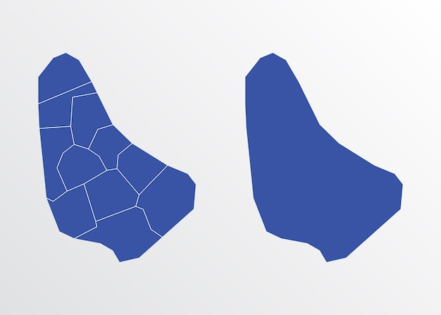 Blue Map of Barbados with regions