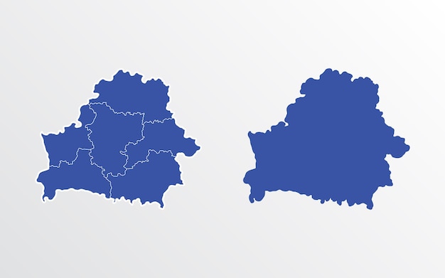 Blue Map of Belarus with regions