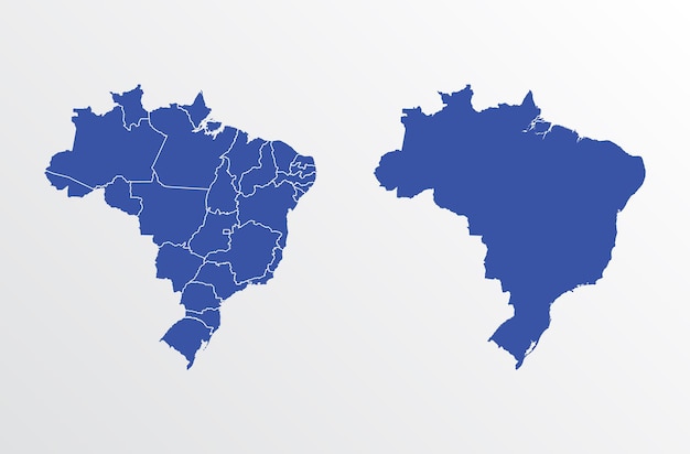 Blue map of brazil with regions