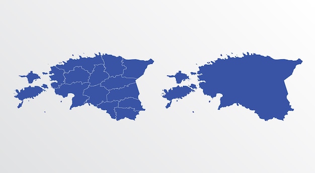 Vector blue map of estonia with regions