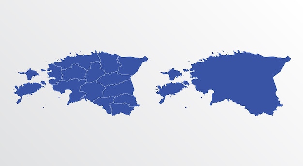 지역이 있는 에스토니아의 파란 지도