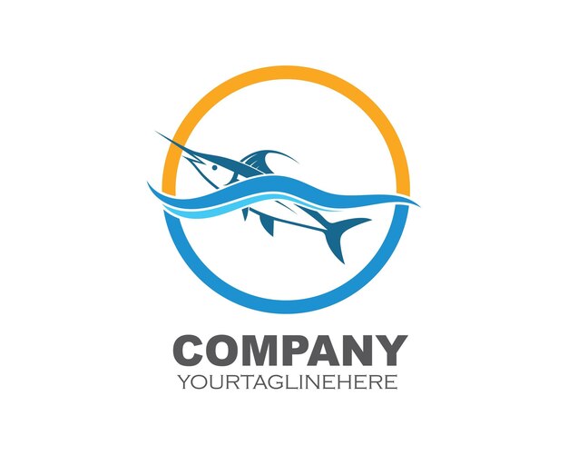 Blue marlin fish icon logo illustration