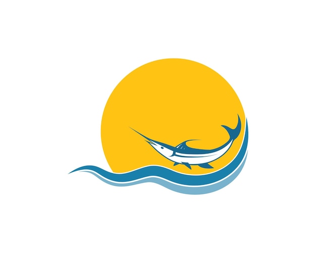 Blue marlin fish icon logo illustration