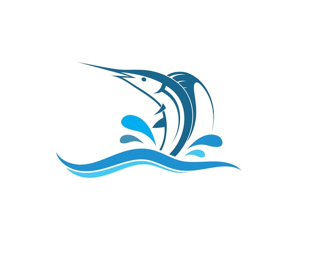 Blue marlin fish icon logo illustration