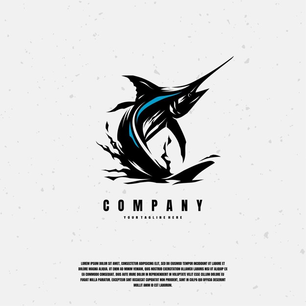 Vector blue marlin fish sketch illustration premium