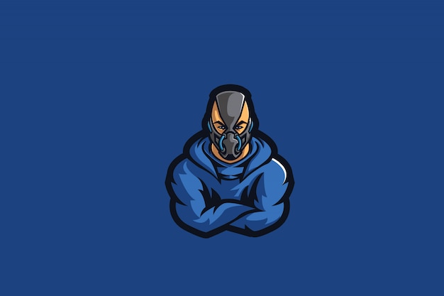 Vector blue masked man e sports