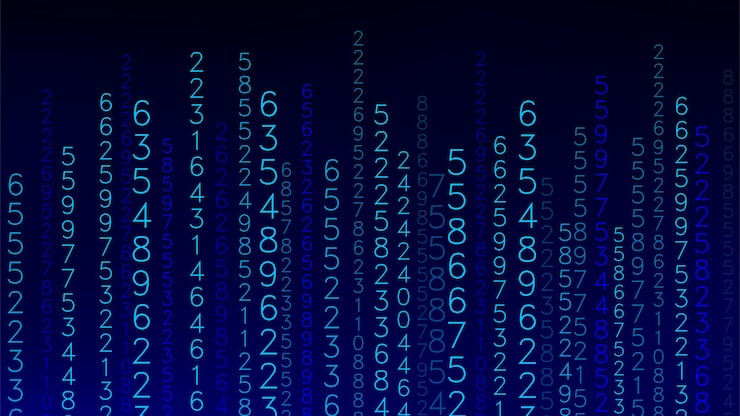 Vector blue matrix background stream of binary code falling numbers on dark backdrop digital computer code coding and hacking vector illustration