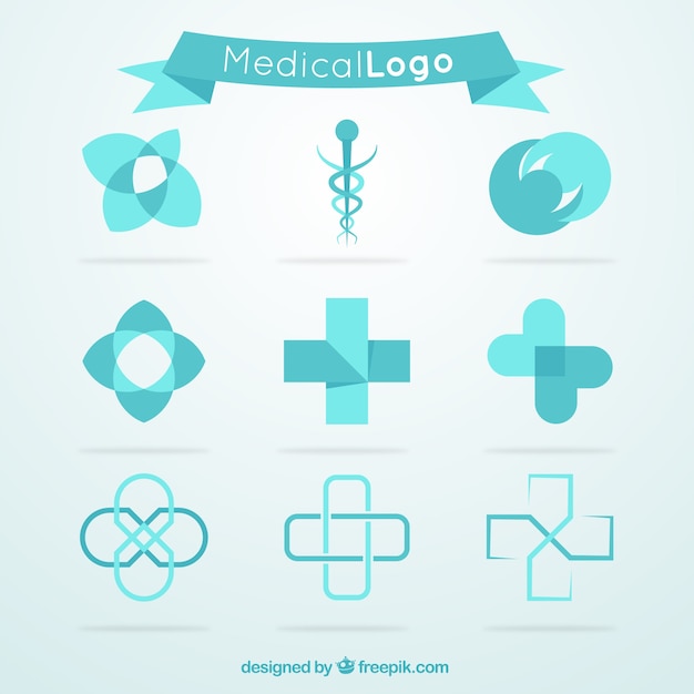 Blue medical logo collection