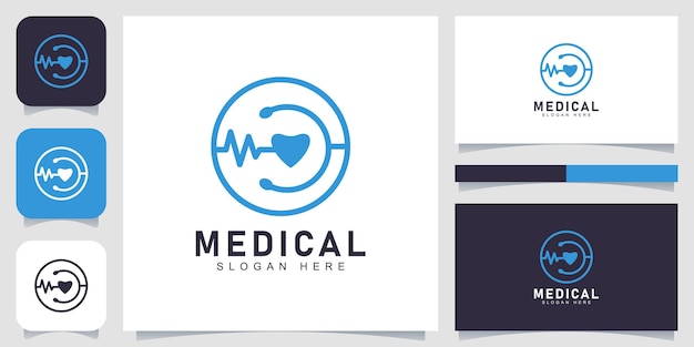 Logo medico blu con concetto di cerchio