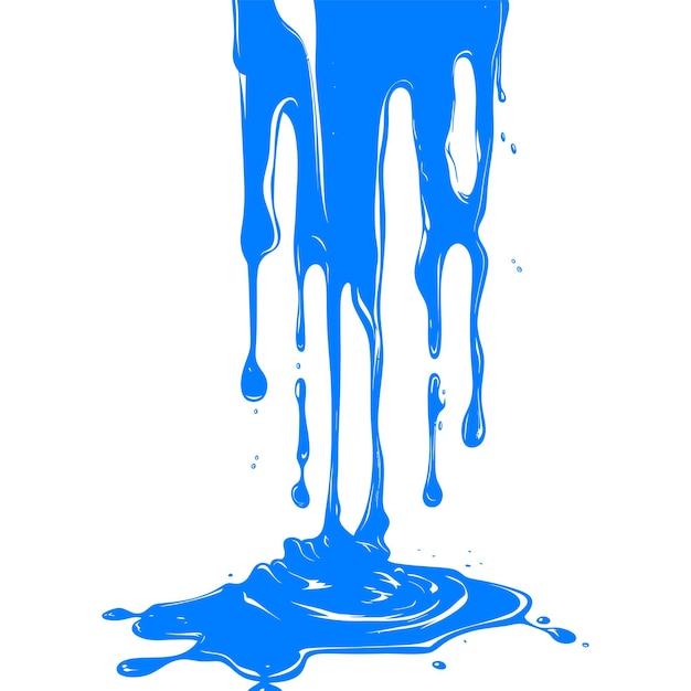 Vector blue melted paint ink water liquid one color