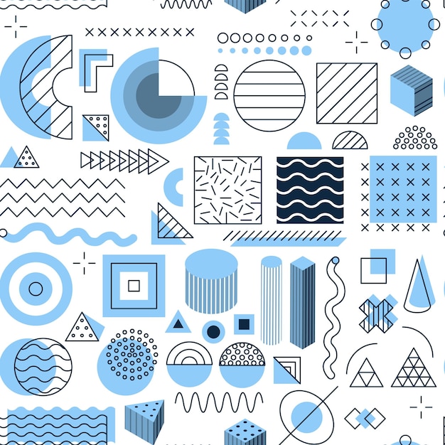 Blue Memphis Seamless Pattern