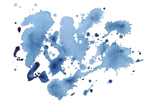 blue messy watercolor splatter on white background blue watercolor creative texture