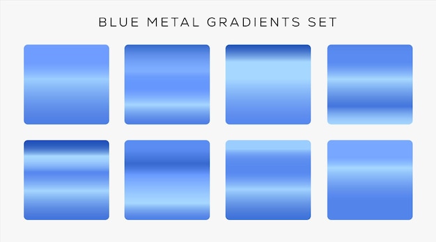 Vector blue metal gradient set