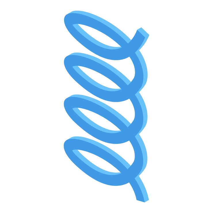 Vector blue metal spring is stretching and compressing