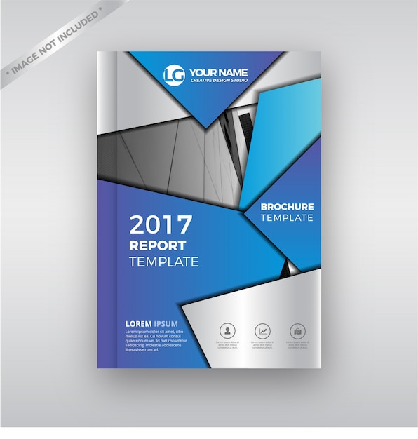 Blue metallic современный годовой отчет cover brochure template design