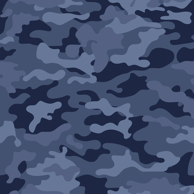 Blue military camouflage seamless pattern design