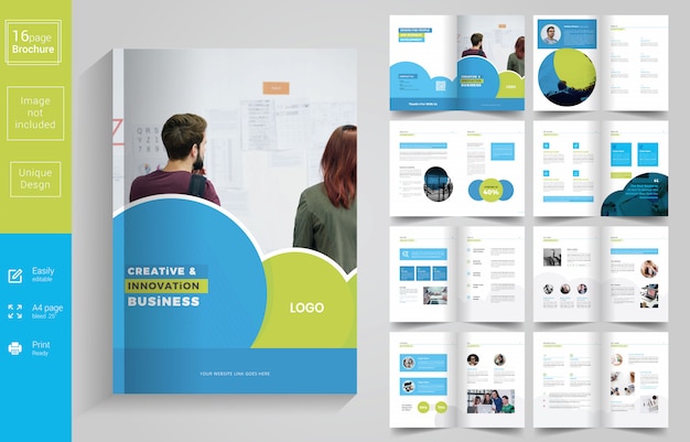 Blue minimal business brochure design