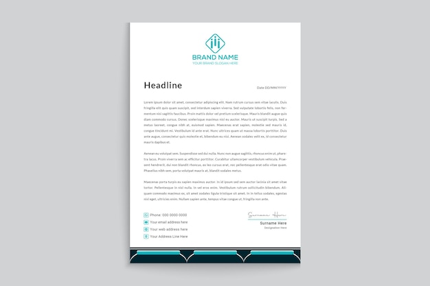 Blue minimal wavy letterhead design