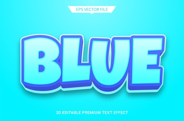 Синий современный 3d редактируемый эффект стиля текста премиум векторы