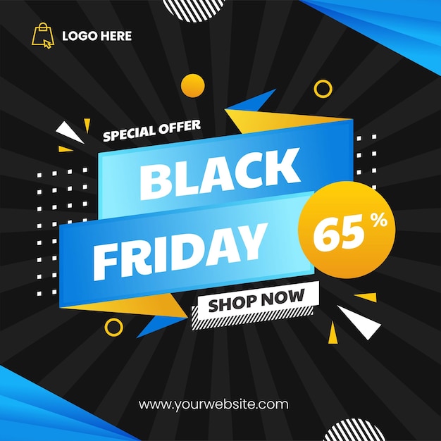 Post instagram di vendita del black friday blu moderno