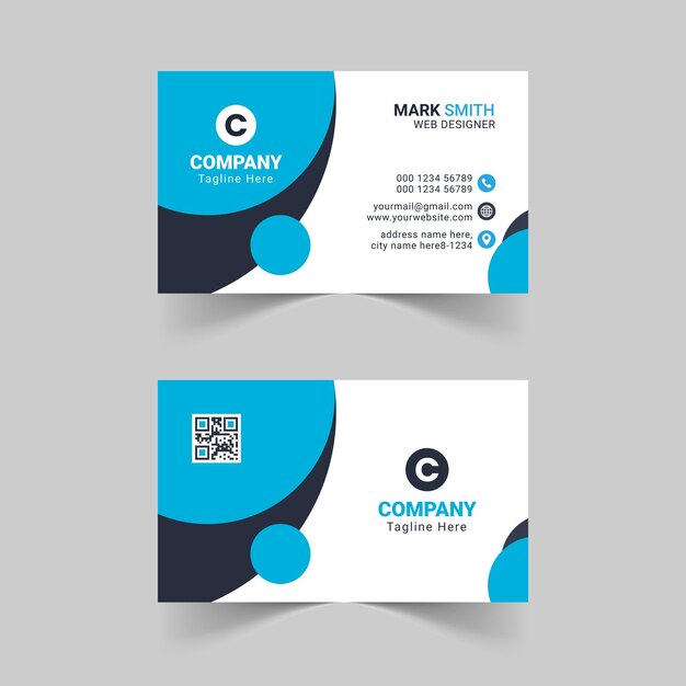 Vector blue modern business card template