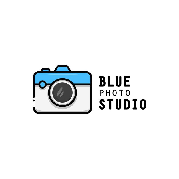 Blue modern camera logo