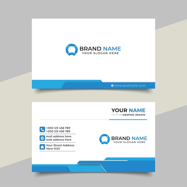 Blue modern creative business card and name card horizontal simple clean template vector design