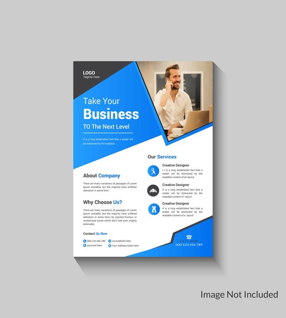 Vector blue modern creative flyer template design