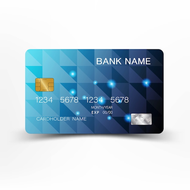 Blue modern credit card design.