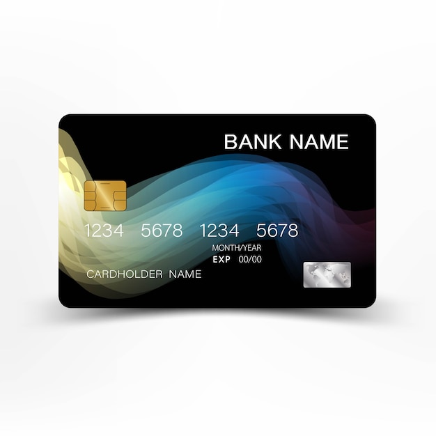 Blue modern credit card template design.  