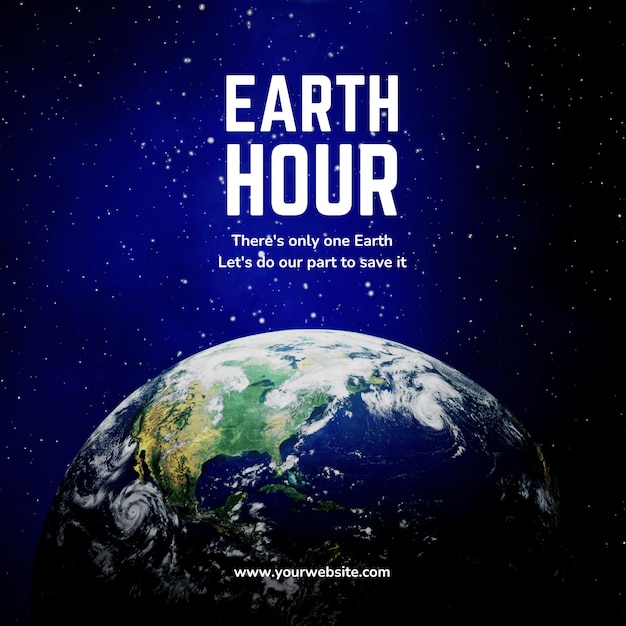 Blue Modern Earth Hour Planet Instagram Post